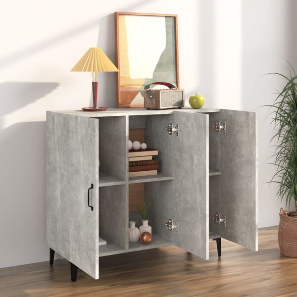 vidaXL Credenza Grigio Cemento 90x34x80 cm in Legno Multistrato