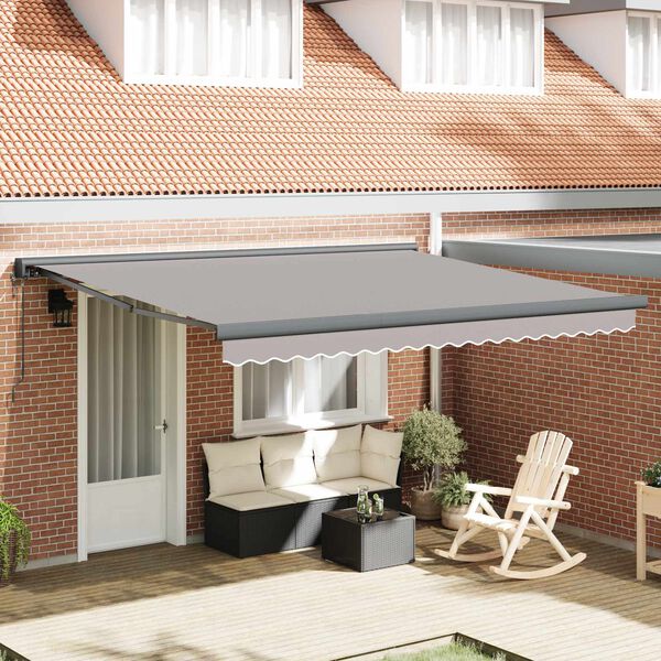 vidaXL Tenda da Sole Grigio chiaro 400 &times; 300 cm Poliestere e Alluminio