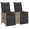 vidaXL Divano Giardino Reclinabile 2 Posti Tavolino Grigio Polyrattan