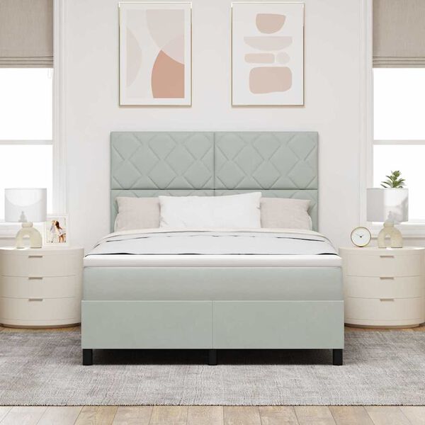 vidaXL Letto a molle con materasso Grigio chiaro 140 x 190 cm Tessuto