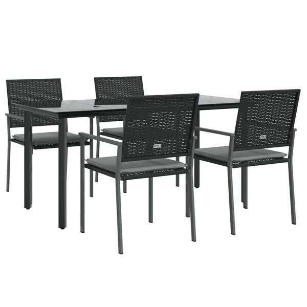 vidaXL Set Pranzo da Giardino 5pz con Cuscini in Polyrattan e Acciaio