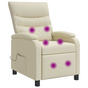 vidaXL Poltrona Massaggiante Crema Similpelle