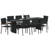 vidaXL Set da Pranzo per Giardino 9 pcs Nero polyrattan