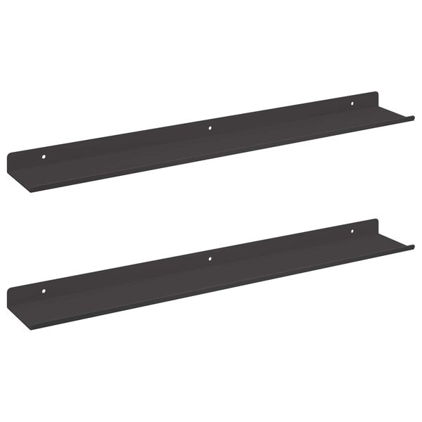 vidaXL Scaffale da parete con lo scaffale 2 pcs Nero 60 x 8,5 x 2,5 cm