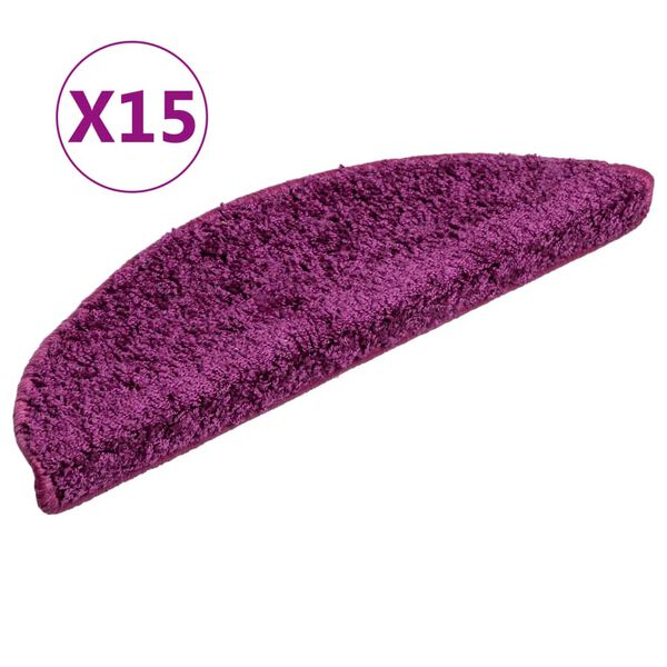 vidaXL Tappetini per scale 15 pz 56x17x3 cm Viola Semicircolari