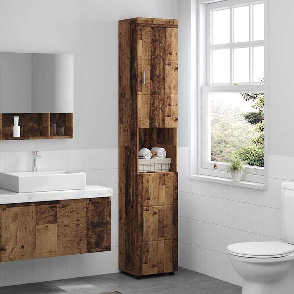 vidaXL Set di Armadi da Bagno TULUM Legno vecchio 37 x 31,5 x 203 cm