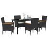 vidaXL Set da Pranzo per Giardino con cuscino 5 pcs Nero polyrattan
