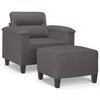 vidaXL Poltrona con Poggiapiedi Grigio 60 cm in Similpelle
