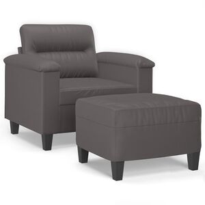 vidaXL Poltrona con Poggiapiedi Grigio 60 cm in Similpelle