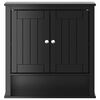 vidaXL Mobile da Bagno a Muro BERG Nero 69,5x27x71,5cm Legno Massello