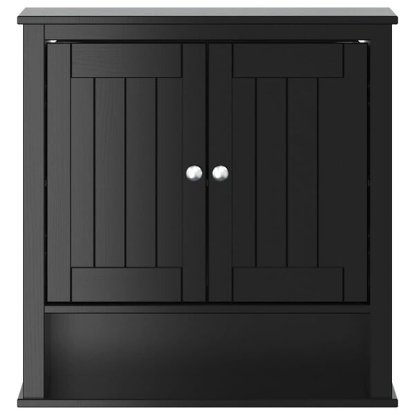 vidaXL Mobile da Bagno a Muro BERG Nero 69,5x27x71,5cm Legno Massello