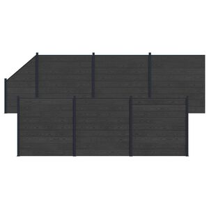 vidaXL Set di Recinzione 7 pcs 1138 x 186 cm WPC e Alluminio Nero