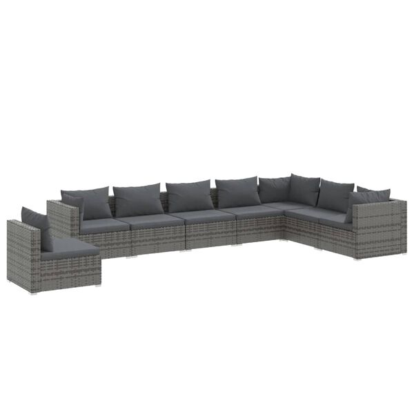 vidaXL Set Divani da Giardino 8 pz con Cuscini in Polyrattan Grigio