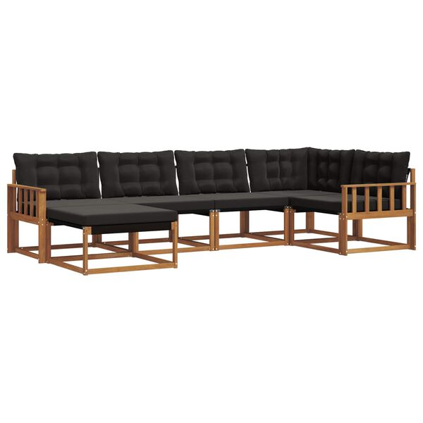 vidaXL Set di divani da esterno con cuscino 6 pcs Naturale e Nero