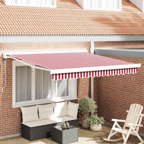 vidaXL Tenda Retrattile Rosso e bianco 300 x 250 cm Tessuto e Metallo