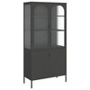 vidaXL Credenza Nera 90x40x180 cm Vetro e Acciaio