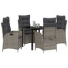 vidaXL Set da Pranzo per Giardino con cuscino 5 pcs Grigio polyrattan