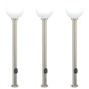 vidaXL Lampioni a colonnina con presa elettrica 3 pz 120 cm IP44