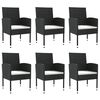 vidaXL Set da Pranzo da Giardino 7 pz Nero in Polyrattan e Acciaio