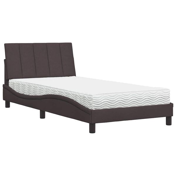 vidaXL Letto con Materasso Hanko Marrone Scuro 100x200 cm in Tessuto