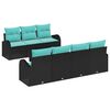 vidaXL Set Divano da Giardino 8 pz 7-Numero di posti Nero e Turchese