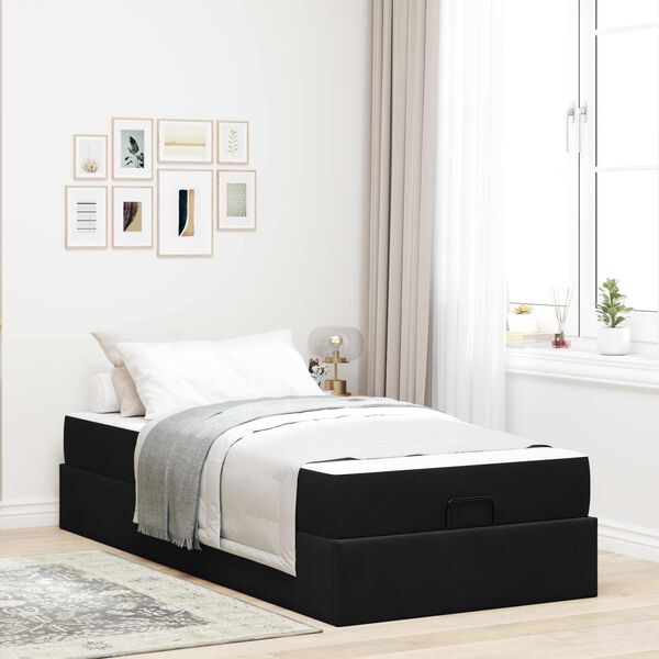 vidaXL Struttura letto con materasso con materasso 2 pcs Nero Velluto