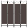 vidaXL Paravento a 4 Pannelli Marrone 160x180 cm
