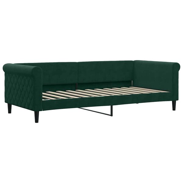 vidaXL Divano Letto Estraibile Materassi Verde Scuro 90x200 Velluto