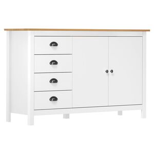 vidaXL Credenza Hill Bianca 130x40x80 cm in Legno Massello di Pino