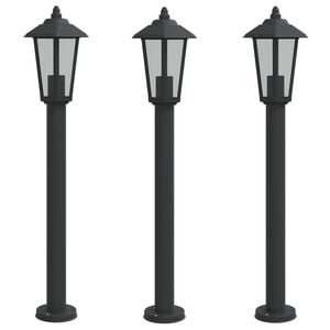 vidaXL Lampade da Terra per Esterni 3 pz Nere 80 cm in Acciaio Inox