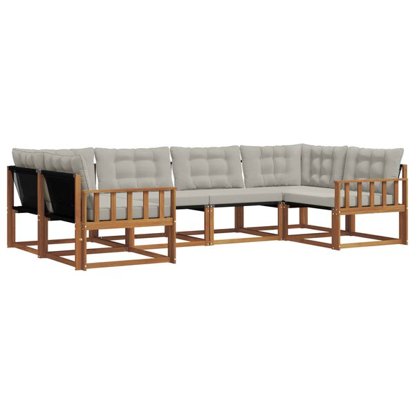 vidaXL Set di divani da esterno 6 pcs Grigio Naturale e Chiaro