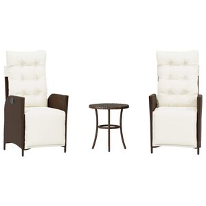 vidaXL Set Bistr&ograve; 3 pz con Cuscini Marrone in Polyrattan