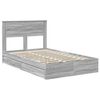 vidaXL Letto con Contenitore con testiera Grigio Sonoma 135 x 190 cm