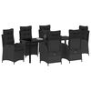 vidaXL Set da Pranzo per Giardino con cuscino 7 pcs Nero polyrattan