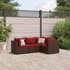 vidaXL Set Mobili da Giardino 4 pz con Cuscini in Polyrattan Marrone