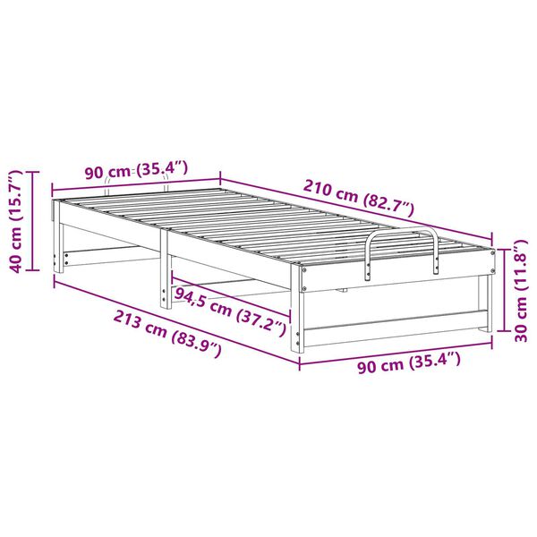 vidaXL Struttura Letto con Manici Marrone 90 x 210 cm