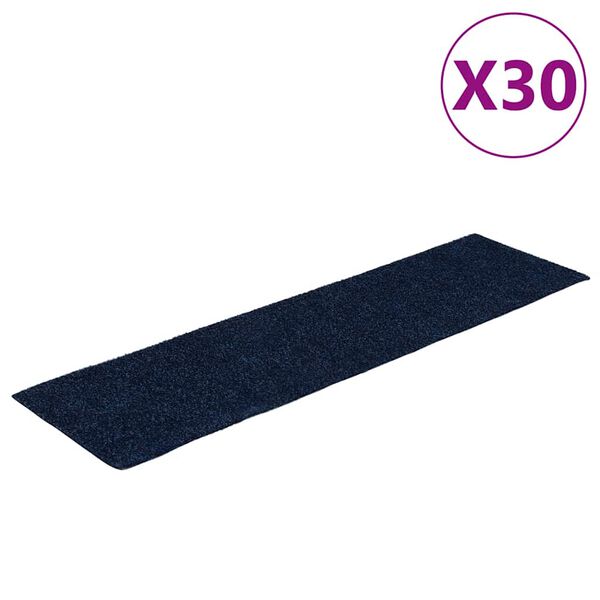 vidaXL Tappetini per scale autoadesivi 30 pz 76x20 cm blu navy rettangolari