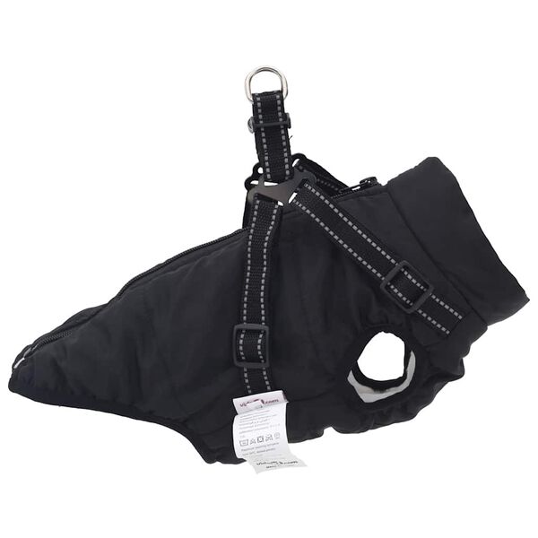 vidaXL Cappotto Cani con Imbracatura Impermeabile Riflettente Nero L36