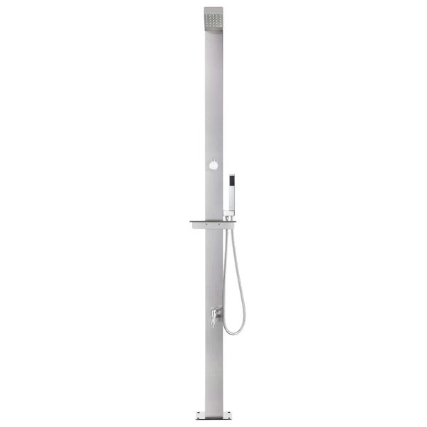 vidaXL Doccia da Giardino con Base Grigia 225 cm in Acciaio Inox