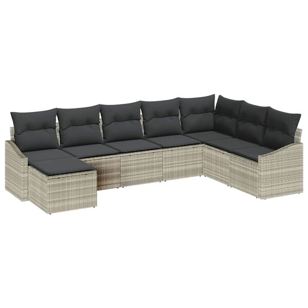 vidaXL Set Divano da Giardino 8 pcs Grigio chiaro polyrattan