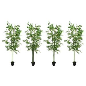 vidaXL Albero di Bamb&ugrave; 4 pz Verde 60 x 18 x 190 cm Tessuto e Bamb&ugrave;