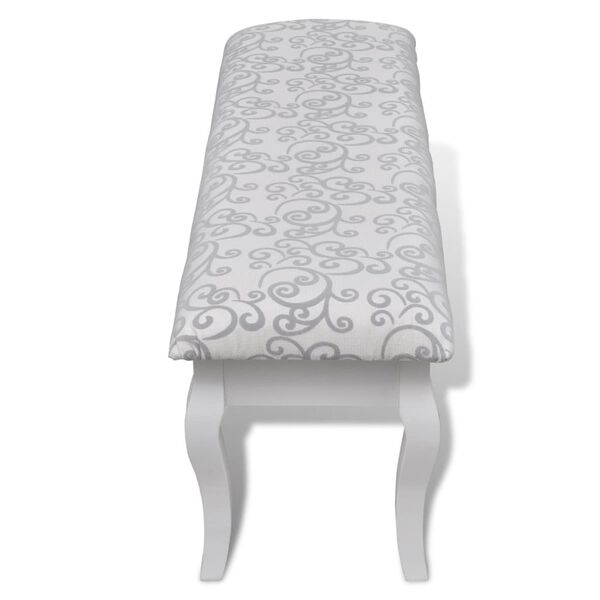 vidaXL Panchina Pouf Imbottita per Toletta 2 Persone 110 cm Bianco