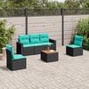 vidaXL Set Divani da Giardino 6 pz con Cuscini Nero in Polyrattan
