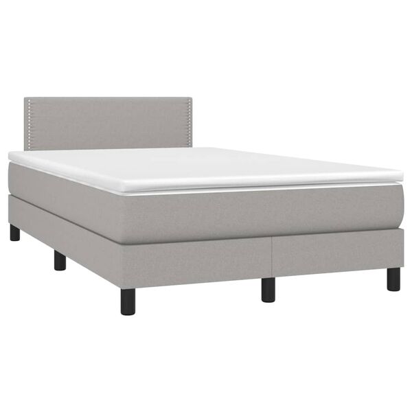 vidaXL Letto a Molle Materasso e LED Grigio Chiaro 120x200 cm Tessuto
