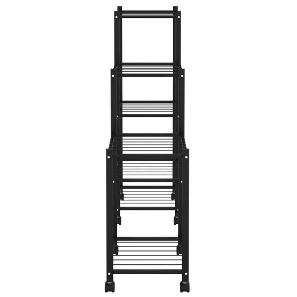 vidaXL Portafiori con Ruote 83x25x83,5 cm Ferro Nero