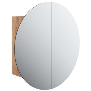 vidaXL Armadio da Bagno con Specchio Rotondo e LED Rovere 40x40x17,5cm
