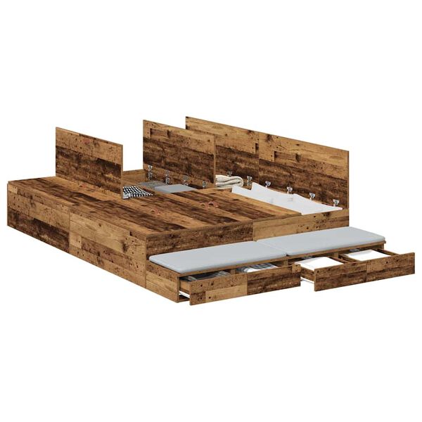 vidaXL Struttura letto con contenitore Legno vecchio 140 cm