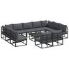 vidaXL Set Divano da Giardino con cuscino 12 pcs Nero Alluminio