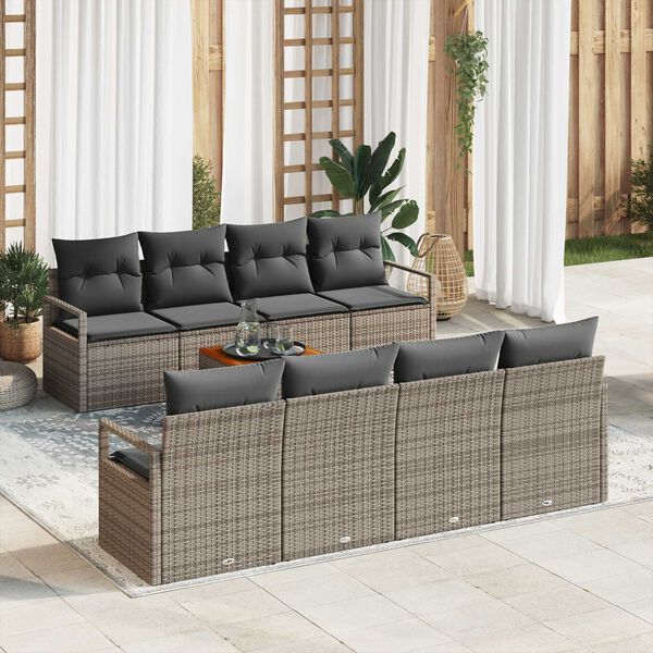 vidaXL Set Divano da Giardino 9 pcs Grigio polyrattan