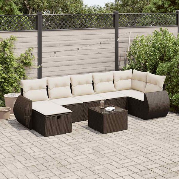 vidaXL Set Divani da Giardino 7 pz con Cuscini Marrone in Polyrattan